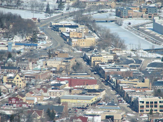 Aerial view of West Bend, Wisconsin.