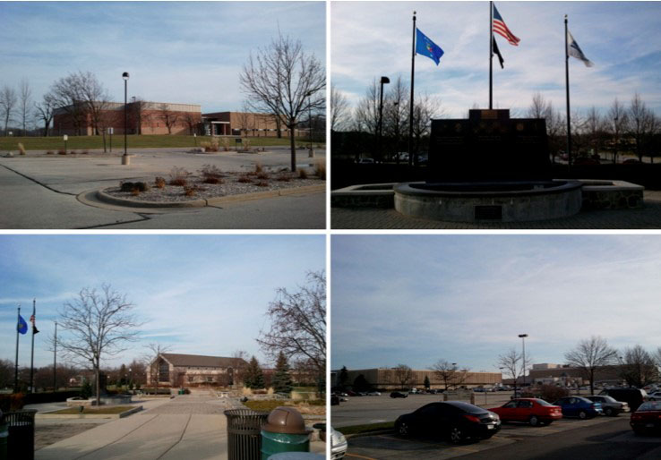 Four images of buildings in Brookfield, Wisconsin.