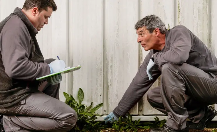 Terminix Wil-Kil technicians checking a home for termites. Contact Terminix Wil-Kil if you suspect you have termites.